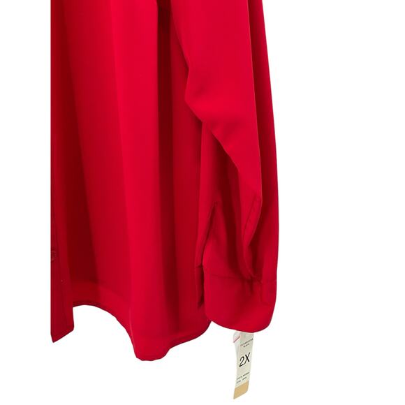 Notations Women’s Shirt 2X Red Button-Down NWT - Picture 5 of 8